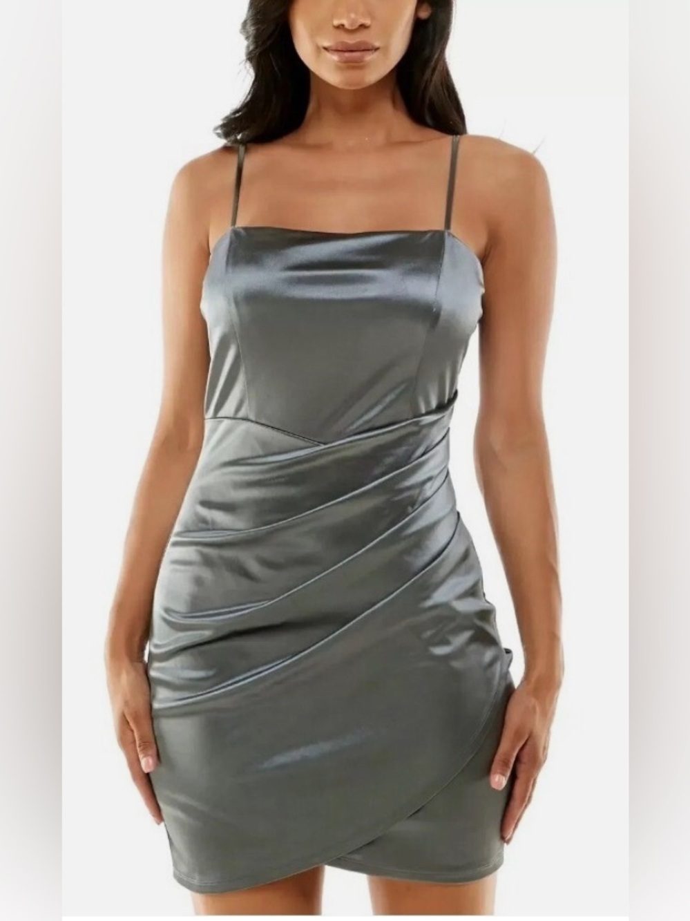 Emerald Sundae XXS Satin Mini Dress - Silver